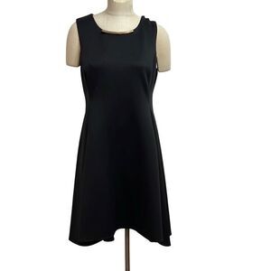 DKNY Black Sleeveless Fit and Flare Hi Low Hem Dress Size 14